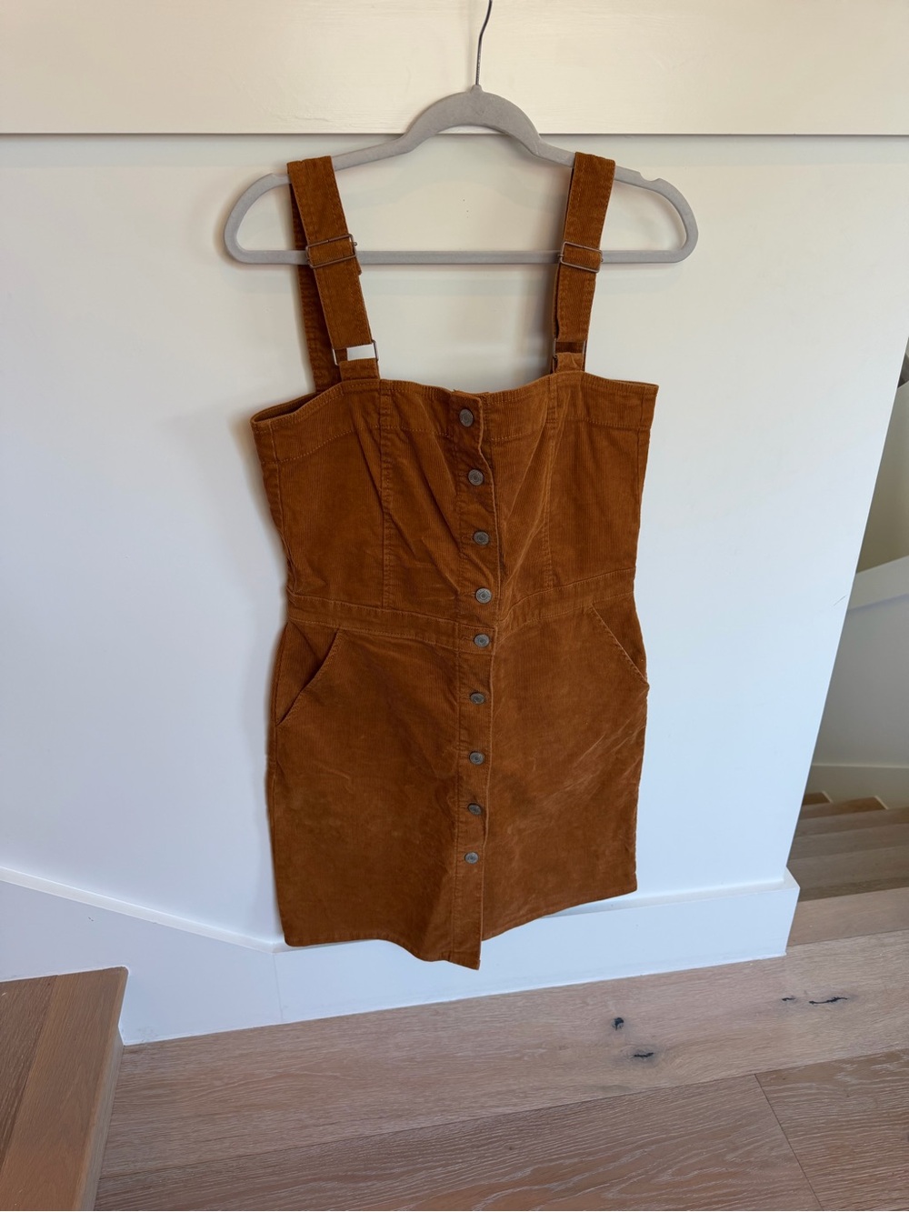 Gap Orange Corduroy Button-Front Pinafore Jumper Dress in Rust Medium